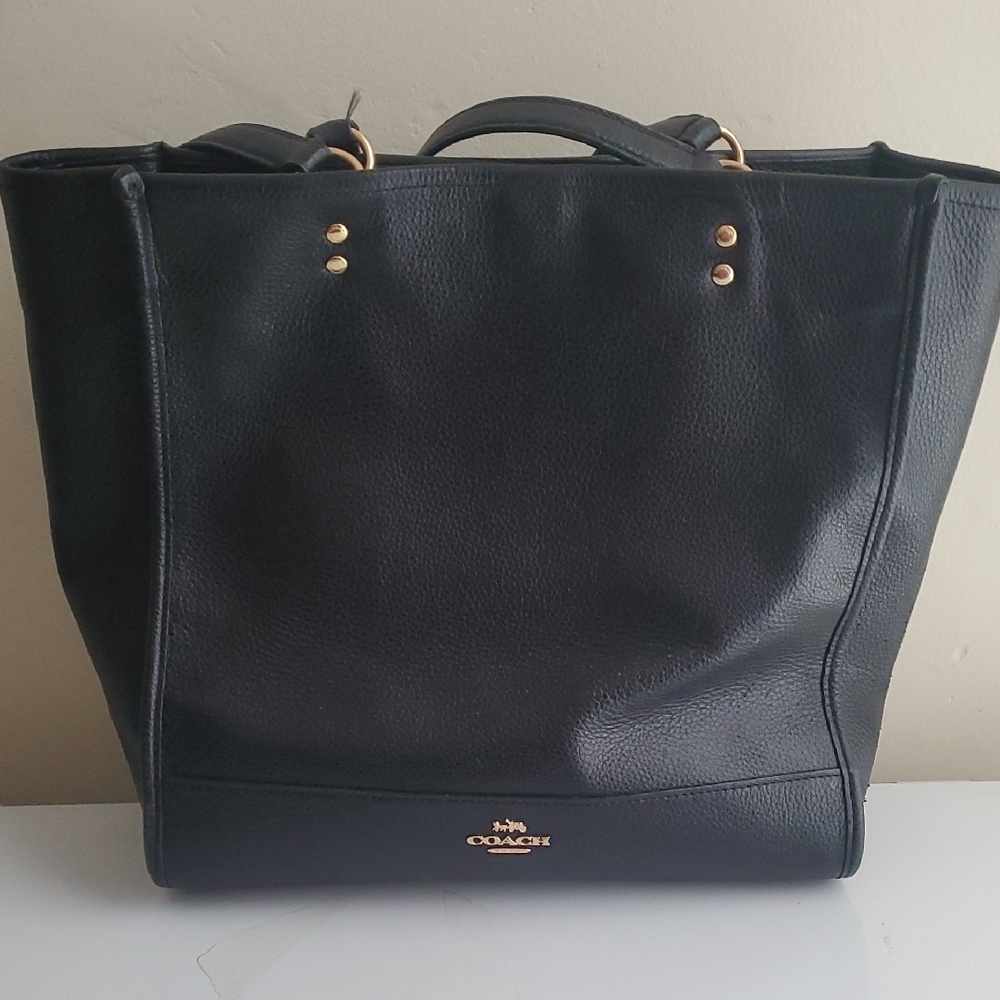 Coach Black Leather Tote Bag
